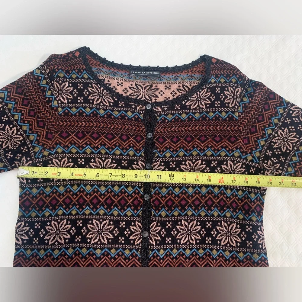 Peruvian Connection Multicolor Patterned Cardigan - Picture 11 of 15